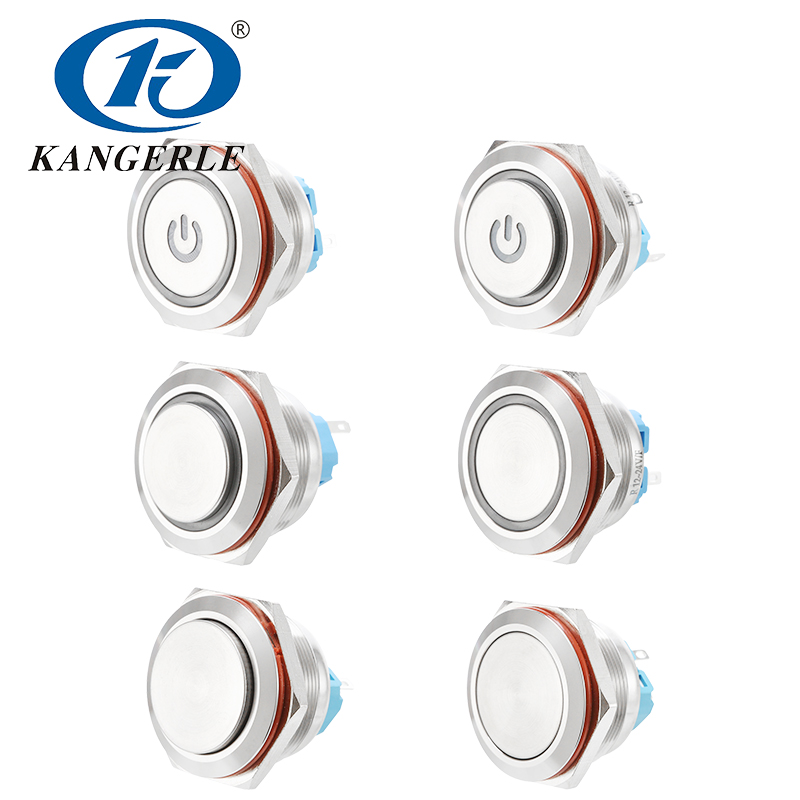 30MM自鎖自復(fù)防水金屬按鈕開關(guān)環(huán)形電源燈